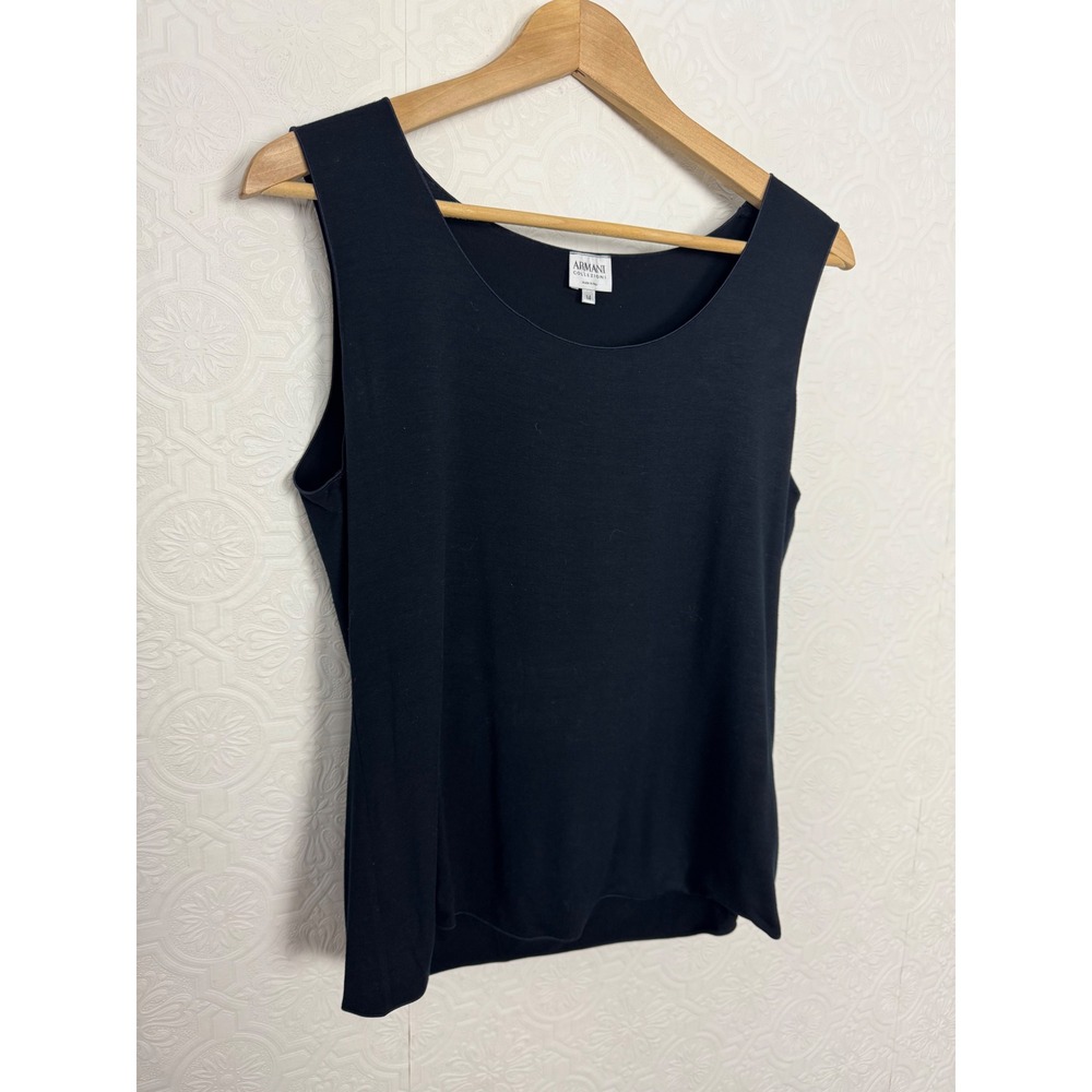 Armani Collezioni Navy Blue Viscose Stretch Tank Top Made in Italy Size 14